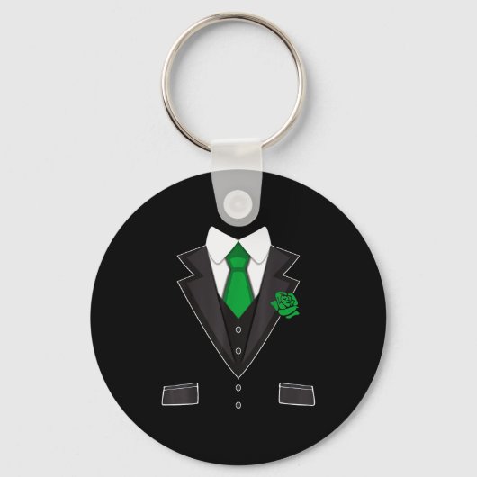 Tuxedo Costume Green Rose Tie Funny St. Patrick's Schlüsselanhänger (Vorderseite)