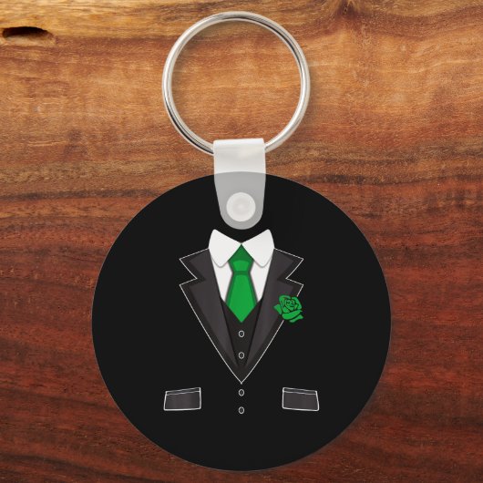 Tuxedo Costume Green Rose Tie Funny St. Patrick's Schlüsselanhänger (Vorderseite)