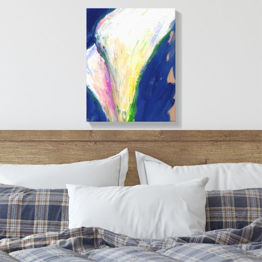 Tuxedo Cuff White Calla Lilies Leinwand (Insitu (Schlafzimmer))