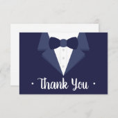 Tuxedo Dankeschön Karte, Navy Krawatte RSVP Karte (Vorne/Hinten)