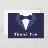 Tuxedo Dankeschön Karte, Navy Krawatte RSVP Karte (Vorne/Hinten)