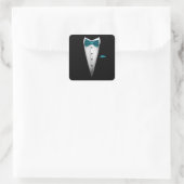 Tuxedo Design mit Bowtie für Hochzeiten und Quadratischer Aufkleber (Tasche)