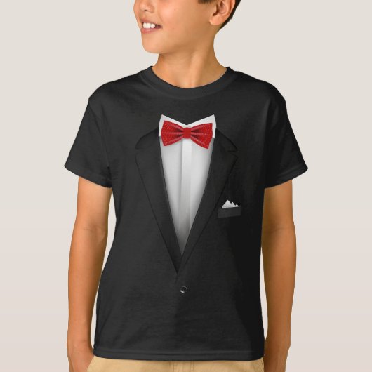 Tuxedo Design mit Red Bowtie für Hochzeiten T-Shirt (Vorderseite)