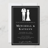 Tuxedo & Dress Minimal Border Black Wedding Einladung (Vorderseite)