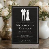 Tuxedo & Dress Minimal Border Black Wedding Einladung