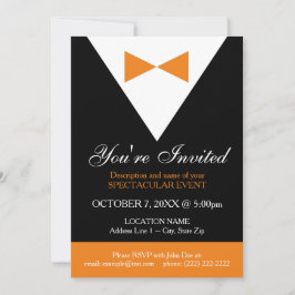 Tuxedo Einladung | Formelles Party Schwarz und Ora