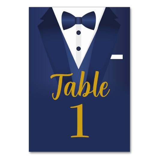 Tuxedo Event Bow Krawatte Black Krawatte Gold Navy Tischnummer (Rückseite)