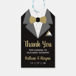 Tuxedo Favor Tag, Baby Dusche Tag, Imitate Gold Geschenkanhänger