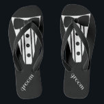 Tuxedo Flip Flops | Grooms Beach Wedding Badesandalen<br><div class="desc">Die perfekte Touch zum Ziel Strand oder Hochzeit am Pool. Schwarze Flip Flops mit schwarz-weißem Smoking, weißem Shirt und schwarzem Bogen Krawatte Bild. Ihr Bräutigam wird mit diesen modischen "Formal Tuxedo Flip-Flops" im Stil heiraten. Fügen Sie der Braut einen passenden Hochzeitskleid-Stil hinzu! Besuchen Sie bitte meinen Shop "The Hungarican Princess...</div>