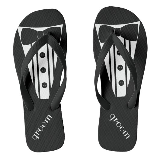 Tuxedo Flip Flops | Grooms Beach Wedding Badesandalen (Fußbett)
