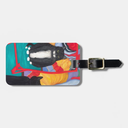 Tuxedo Fun House Fat Cat Gepäckanhänger (Vorderseite horizontal)