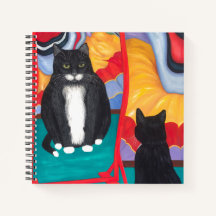 Tuxedo Fun House Fat Cat Spiral Notebook Klein