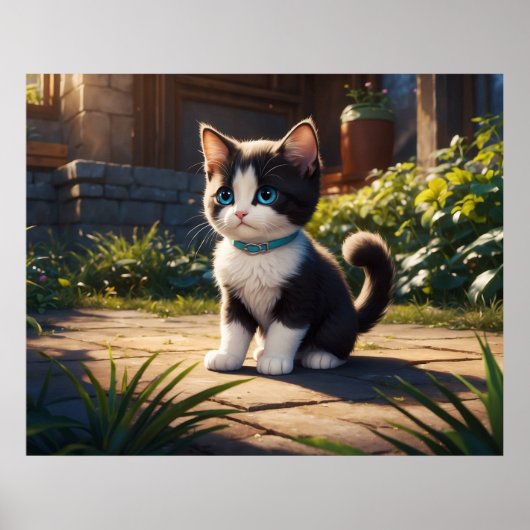 *~* Tuxedo Garden Kitty Cat 5:4 Feline Kitten Poster (Vorne)