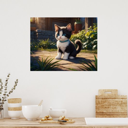 *~* Tuxedo Garden Kitty Cat 5:4 Feline Kitten Poster (Küche)