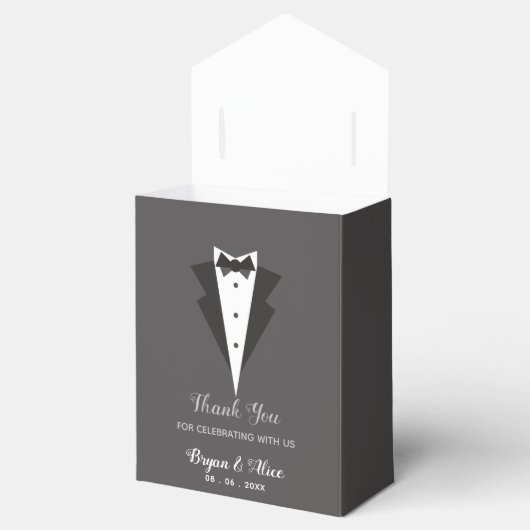 Tuxedo Gastgeschenk Hochzeit Boxen (Bride Groom) Geschenkschachtel (Geöffnet)
