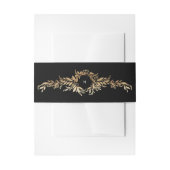tuxedo & gold botanical wreath monogram wedding einladungsbanderole (Vorderseite Beispiel)