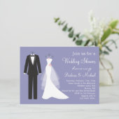 Tuxedo & Gown Couple's Bridal Dusche Einladung (Stehend Vorderseite)