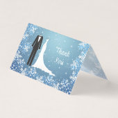 Tuxedo, Gown, Schneeflocken auf blau Danke (Vorderseite)