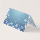 Tuxedo, Gown, Schneeflocken auf blau Danke (Rückseite)