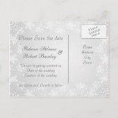 Tuxedo, Gown, Schneeflocken Save the Date Postkart Ankündigungspostkarte (Rückseite)