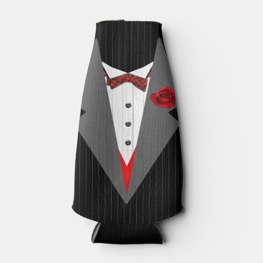 Tuxedo Image, Red Tartan Dickybow, Grau Lapels Flaschenkühler (Vorderseite)
