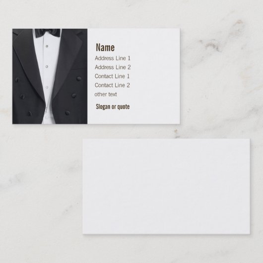 Tuxedo-Jacke und Bogen-Krawatte Visitenkarte (Vorne/Hinten)