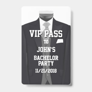Tuxedo-Junggesellenabschied-VIP-Abzeichen Ausweis