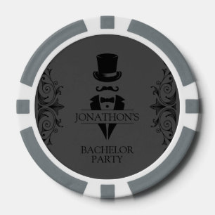 Tuxedo-Junggesellenparty Grau Pokerchips