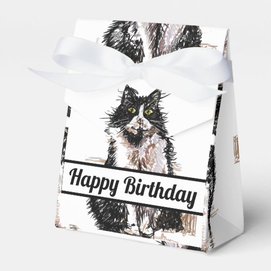 Tuxedo Kat Black Birthday Cats Cake Favor Box Geschenkschachtel (Vorderseite)