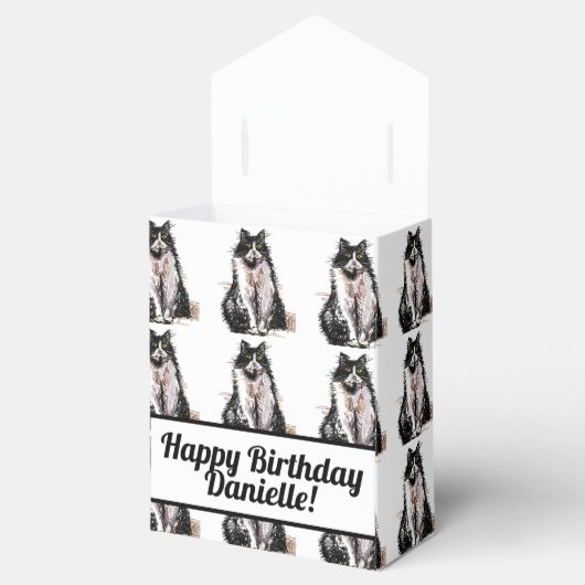 Tuxedo Kat Black Birthday Cats Cake Favor Box Geschenkschachtel (Geöffnet)