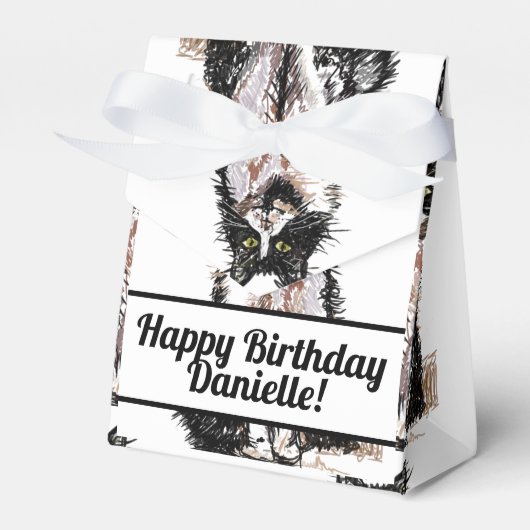 Tuxedo Kat Black Birthday Cats Cake Favor Box Geschenkschachtel (Vorderseite)