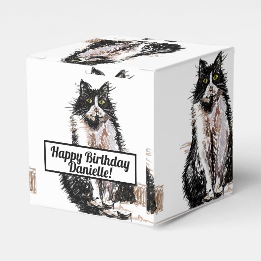 Tuxedo Kat Black Birthday Cats Cake Favor Box Geschenkschachtel (Vorderseite)