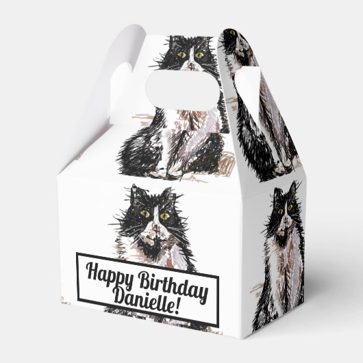 Tuxedo Kat Black Birthday Cats Cake Favor Box Geschenkschachtel (Vorderseite)