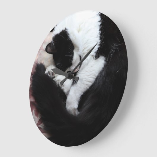 Tuxedo Kat Kitty Cats Schwarz-Weiß Caturday Große Wanduhr (Winkel)
