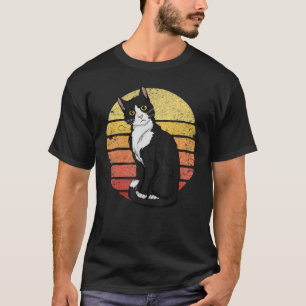 Tuxedo Kat Retro Sunset Vintage Katze Lady Tuxedo T-Shirt