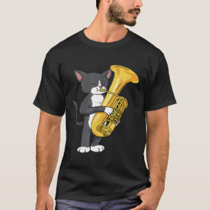 Tuxedo Kat Tuba Women Men Marching Band Tuba Katze T-Shirt