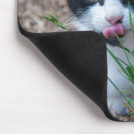 Tuxedo-Kätzchen mit Zungenklemme Mousepad (Ecke)