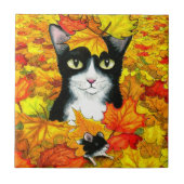 Tuxedo Katze 447 Herbst Fliese (Vorderseite)
