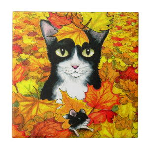 Tuxedo Katze 447 Herbst Fliese