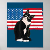 Tuxedo Katze 4. Juli Patriotische Geschenke Erwach Poster (Vorne)