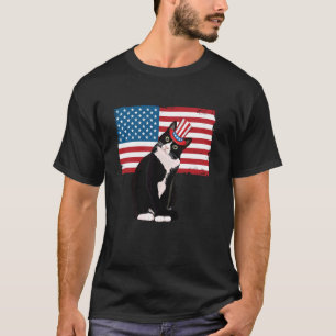 Tuxedo Katze 4. Juli Patriotische Geschenke Erwach T-Shirt