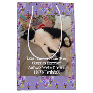 Tuxedo-Katze Alles Gute zum Geburtstag Berührende  Mittlere Geschenktüte