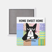 TUXEDO KATZE AUF EINEM RUHIGEN, PANDA KITTY MAGNET (Vorderseite/Rückseite)