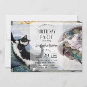 Tuxedo-Katze berührt die göttliche Pfote           Einladung