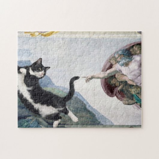 Tuxedo-Katze berührt die göttliche Pfote           Puzzle (Horizontal)