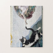 Tuxedo-Katze berührt die göttliche Pfote           Puzzle (Vertikal)