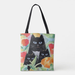 Tuxedo Katze & Black Kittens in Aquarellpfropfen Tasche