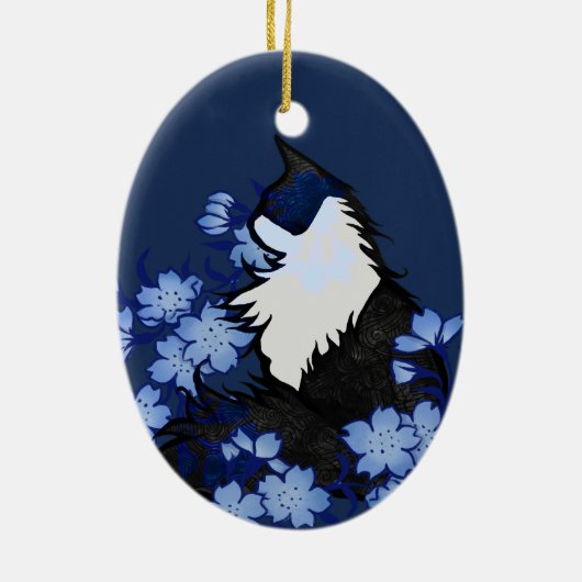 Tuxedo Katze, blaue Tuxedo, Katze Keramik Ornament (Hinten)