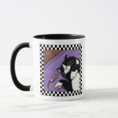 Tuxedo-Katze, die nahe Katzen-Kunst-Tasse der Tasse (Links)