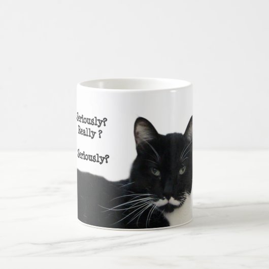 Tuxedo-Katze Ernsthaft Verwandlungstasse (Mittel)